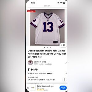 NFL White and Blue Men's Jersey